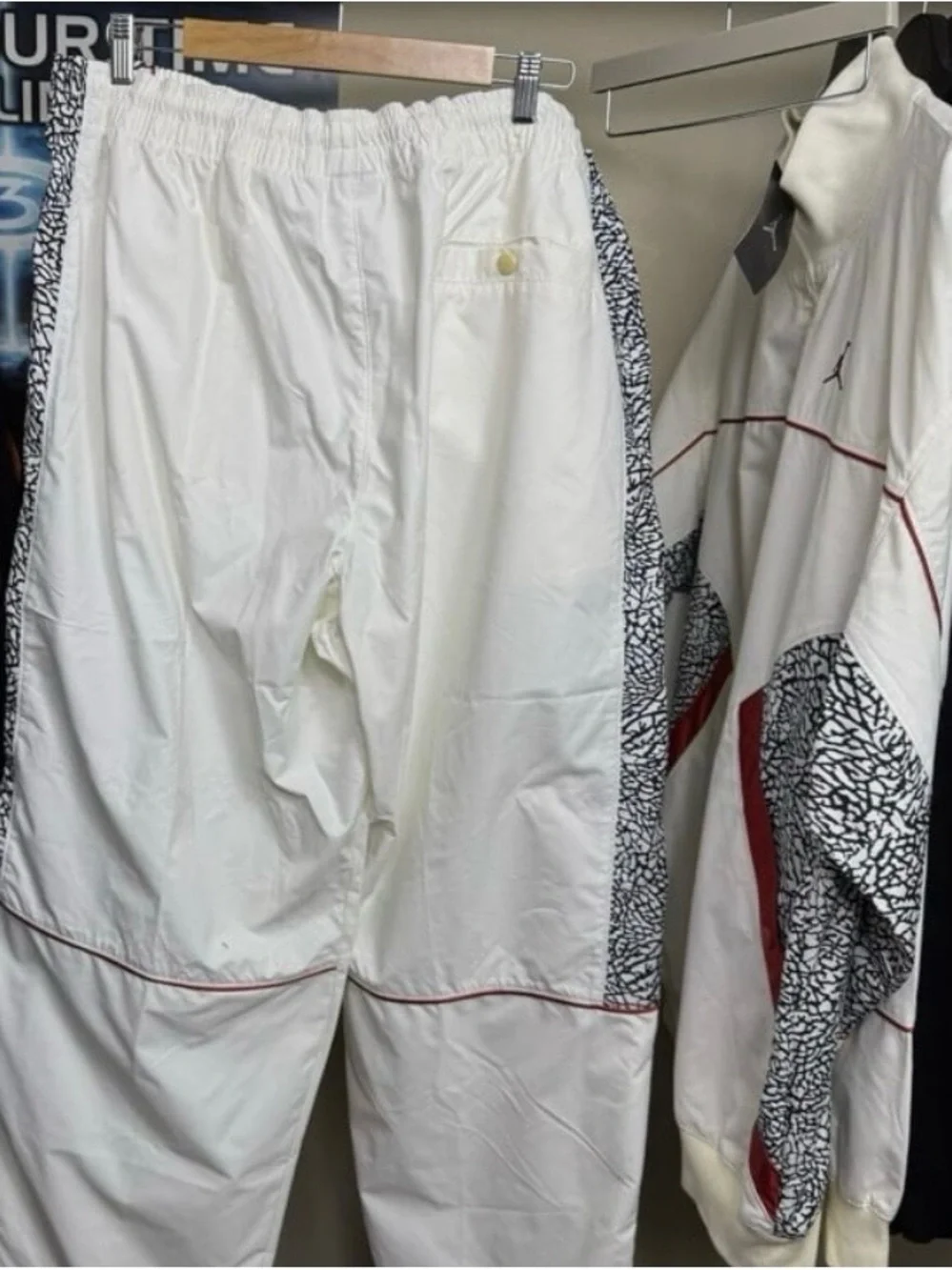 Jordan 3 White Tracksuit with Red Accents and Elephant Print